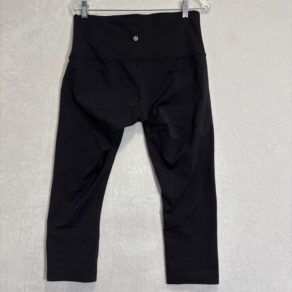 Lululemon Black Cropped Leggings Women’s Size 12 Nylon Lycra Activewear Yoga - Picture 7 of 14